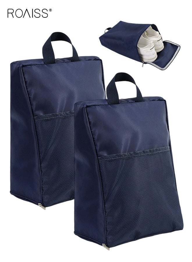 roaiss 2-Piece Navy Blue Dustproof Storage Bag Set Portable and Versatile Organizers for Travel  Separately Storing Shoes and Underwear, Keeping Your Luggage Tidy Clean Efficiently Packed - Image 1